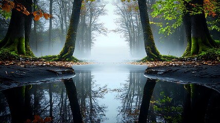 there are many trees that are standing in the middle of the water