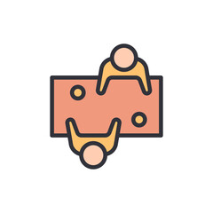 People Engaging Around The Table For Collaboration Concept Icon