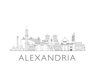 Obraz premium Alexandria, Egypt, cityscape illustration skyline drawing