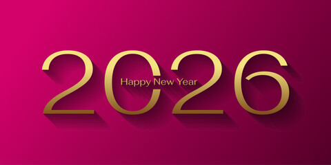Luxury New Year 2026 Logo in Gold on Red Background New Year Greeting Card. Event , Celebration