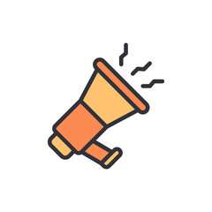 Stylized Illustration Of An Orange Megaphone With Sound Waves Emanating