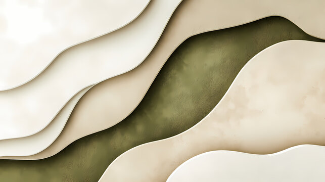 Olive Green, Beige and Tan Abstract Shapes Background