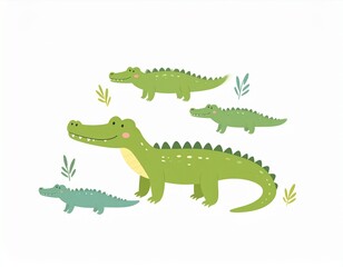 Charming Crocodile Illustration for Jungle-Themed Kids’ Room Decor