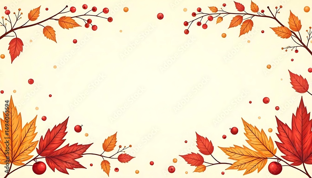 Fototapete happy thanksgiving day party poster template with autumn leaves and pumpkins. vector illustration em