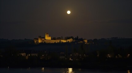 Enchanted Reverie: A Nocturnal Tapestry Woven Around the Castle Under Moonlight
