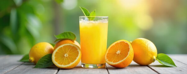 Refreshing glass of freshly squeezed orange and lemon juice, vibrant citrus blend, perfect for breakfast or a healthy drink , tart, fresh juice, homemade