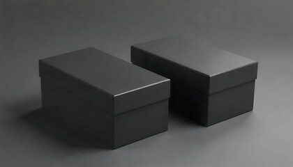 Two black rectangular boxes lids are placed side Box 3D mockup, closed created with generative ai