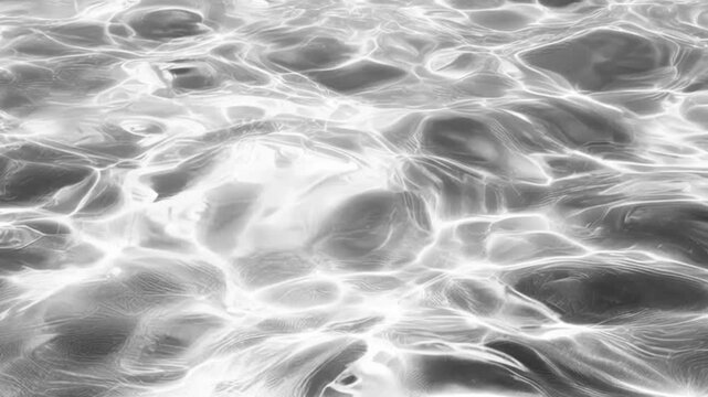 Water texture with waves and gray overlay effect for video mockup. Organic light gray drop shadow caustic effect with wave refraction of light. Loop animation. High quality FullHD footage