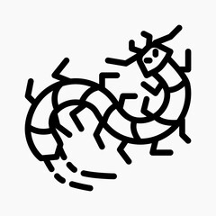 Design Illustration graphic of centipede icon with line style. Suitable for UI, mobile design, web design, etc.
