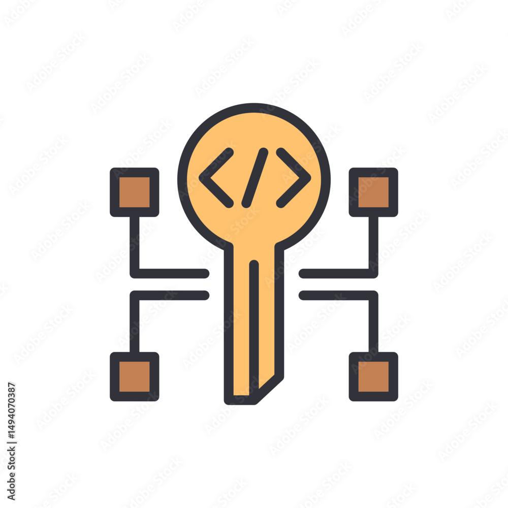 Poster securing digital code key with data nodes for privacy and protection