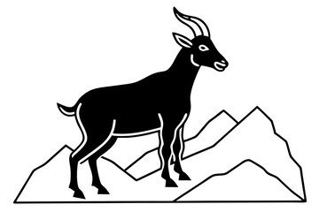 mountain black goat  silhouette vector