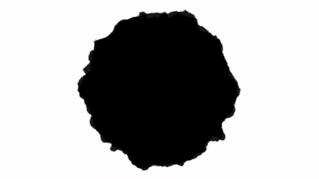 Flowing black and white ink splatter transition spreading from the center with turbulent paint bleed effect, seamless looping 4K 60fps animation. Ideal for VFX overlays and artistic reveals