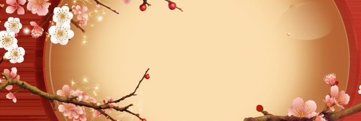 Cadre floral délicat sur fond beige