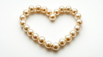 Obraz premium Pearls forming heart shape on white background, romantic jewelry design