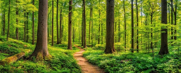Fototapeta premium Pathway Through Lush Green Forest