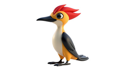 Cute cartoon woodpecker with red crest