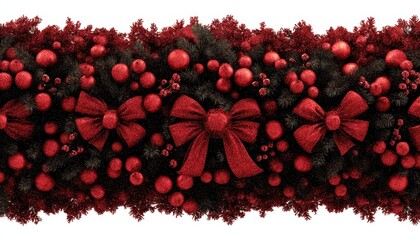 Guirlande de Noël rouge et noire, détail texturé