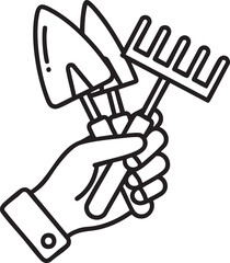 hand holding a shovel garden