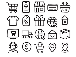 shopping icons set