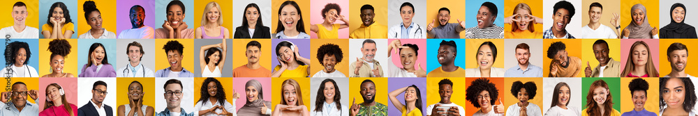Aufkleber a lively collection of people from various backgrounds expressing happiness and individuality, captu