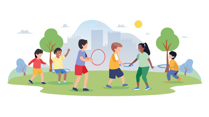 Fototapeta premium children playing on field