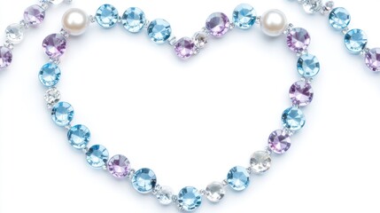 Obraz premium Gemstone heart necklace, studio shot, white background, romantic design, Valentine's Day