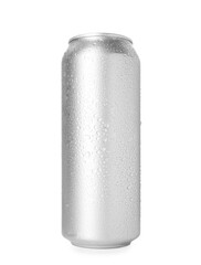 One wet tin can isolated on white