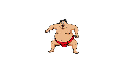 Obraz premium Cartoon sumo wrestler illustration vector image for sports and japanese culture design project use case on transparent background
