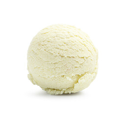 One scoop of delicious ice cream on white background