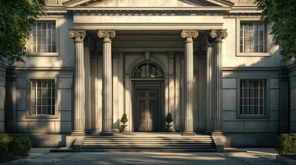 Obraz premium Grand Classical Mansion Entrance at Dawn