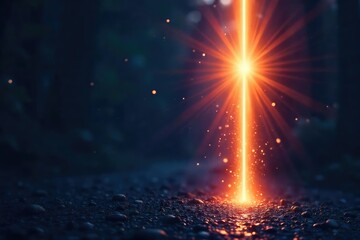A single, brilliant beam of light pierces the darkness, illuminating a path forward, symbolizing hope and innovation; a concept of visionary light , direction, path
