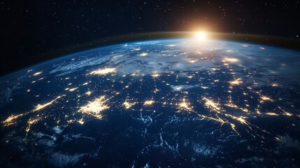 Australia from Space at Night with City Lights of Sydney and Melbourne