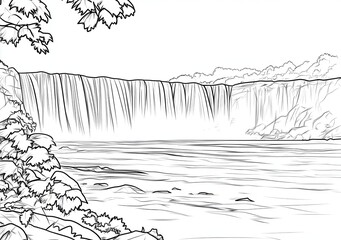 Croquis de chute d'eau majestueuse