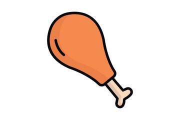 Chicken leg icon. colored outline icon style. icon related to meat. food elements vector illustration