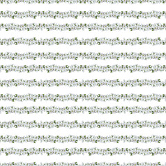 Fototapeta premium Seamless pattern with watercolor apple blossom branches in horizontal stripes
