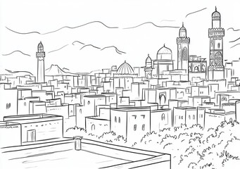 Obraz premium Vue panoramique d'une ville médiévale