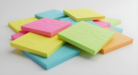 Fototapeta premium Stack of colorful sticky notes on white background