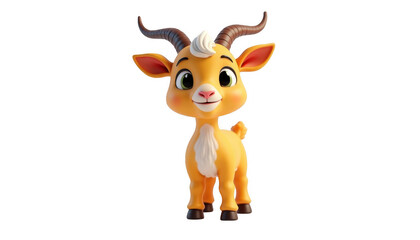 Orange Cartoon Goat with Horns