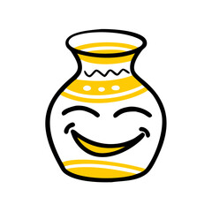 Smiling Pottery Vase Vector Illustration