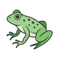 Cartoon Green Frog Illustration on White Background
