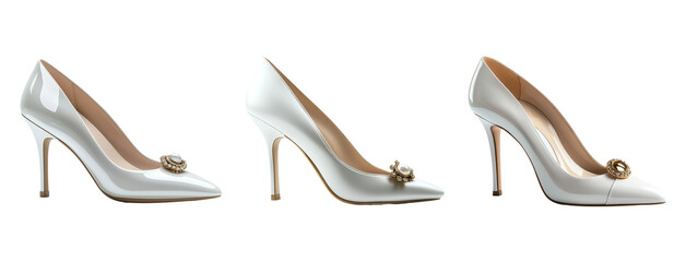 Obraz premium Elegant White High Heels with Transparent Background for Fashion Display
