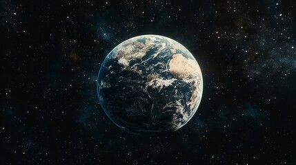 Background of Earth from Space with a Blue Sky and Stars