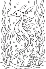 Fototapeta premium Undersea Adventure with Cute Sea Creatures – Coloring Page