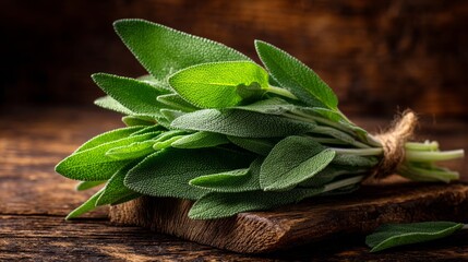 Obraz premium Sage leaves used in herbal medicine known for antioxidant properties and natural healing benefits.