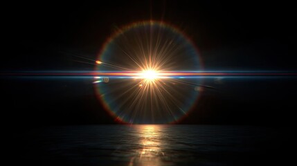 Obraz premium A radiant light source creates a vibrant halo effect against a dark background, evoking a sense of wonder.