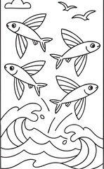 Fototapeta premium Undersea Adventure with Cute Sea Creatures – Coloring Page