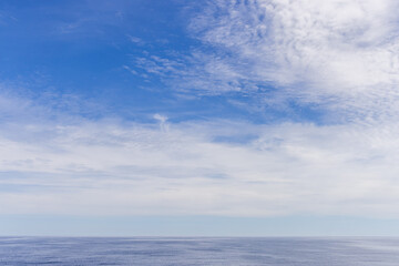 Bright Sky with Cloudscape Over the Serene Pacific Ocean