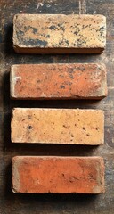 Vintage Bricks Displayed In Rows On Dark Surface