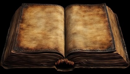 Livre ancien ouvert sur fond noir