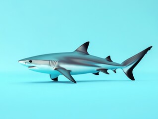 Obraz premium Sleek shark swimming in lightblue space